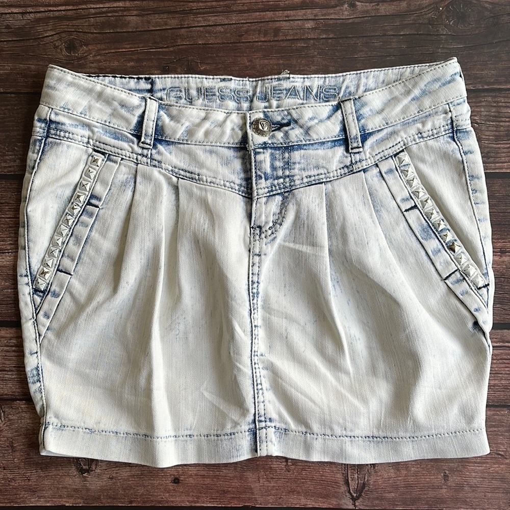 GUESS | Y2K acid wash bleached denim mini skirt - Picture 1 of 10